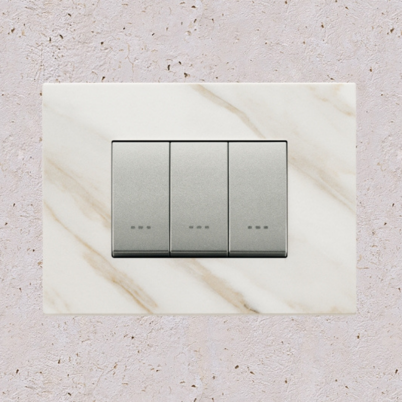 Vimar Eikon Marble 3 Gang Switch - White Calacatta - 16A - PHOTO 10