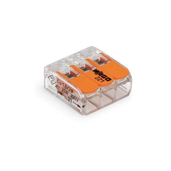 Wago 221-413 Compact Connector 3 Way - Low Profile with Lever - PHOTO 1