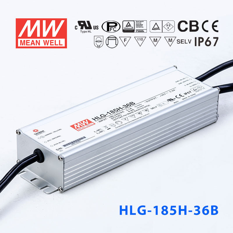 Mean Well HLG-185H-36AB Power Supply 185W 36V - Adjustable and Dimmable 5.2A