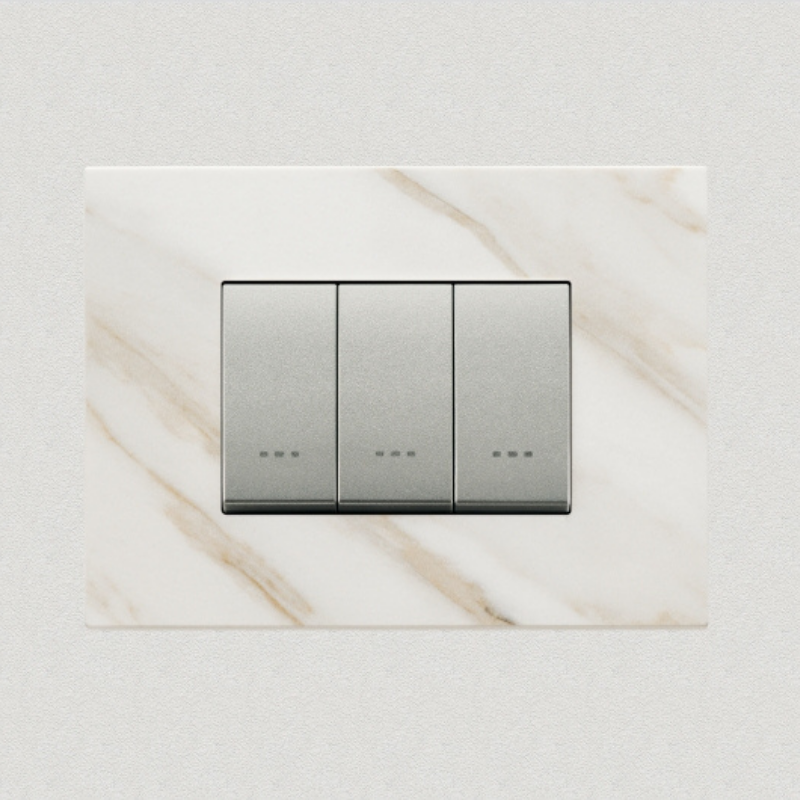 Vimar Eikon Marble 3 Gang Switch - White Calacatta - 16A - PHOTO 4