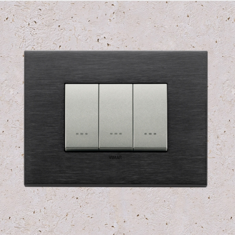 Vimar Eikon Metal 3 Gang Switch - Brushed Black - 16A - PHOTO 9