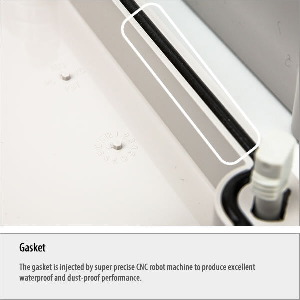 Boxco P-Series 530x730x255mm Plastic Enclosure, IP67, IK08, ABS, Grey Cover, Molded Hinge and Latch Type - PHOTO 2