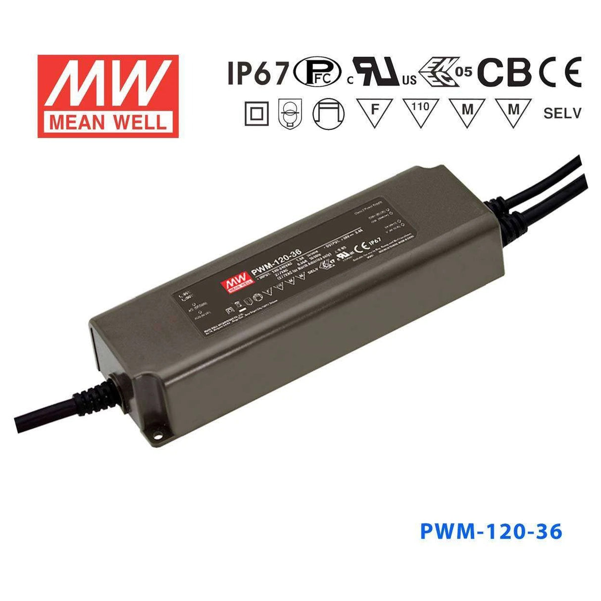 Mean Well PWM-120-36 Power Supply 120W 36V - Dimmable 3.4A
