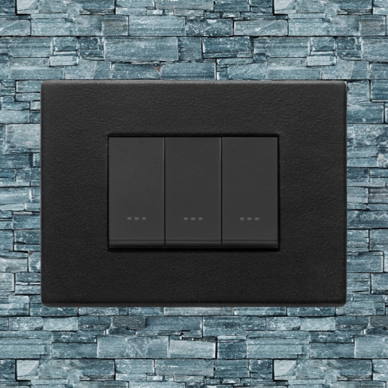 Vimar Eikon Leather 3 Gang Switch - Black Forest - 16A - PHOTO 10