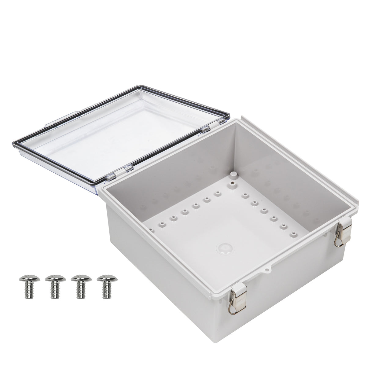 Boxco P-Series 350x350x180mm Plastic Enclosure, IP67, IK08, PC, Transparent Cover, Molded Hinge and Latch Type - PHOTO 3