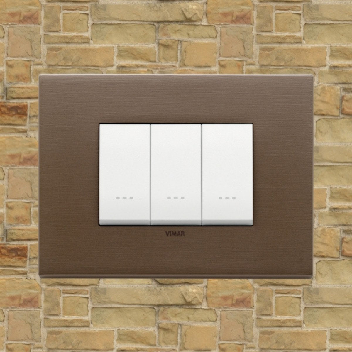 Vimar Eikon Metal 3 Gang Switch - Dark Bronze - 16A - PHOTO 4