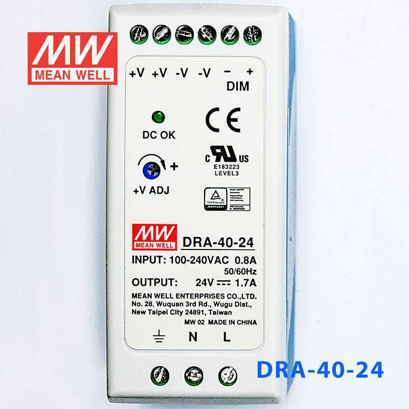 Mean Well DRA-40-24 Single Output Switching Power Supply 40W 24V 1.7A - DIN Rail - PHOTO 2
