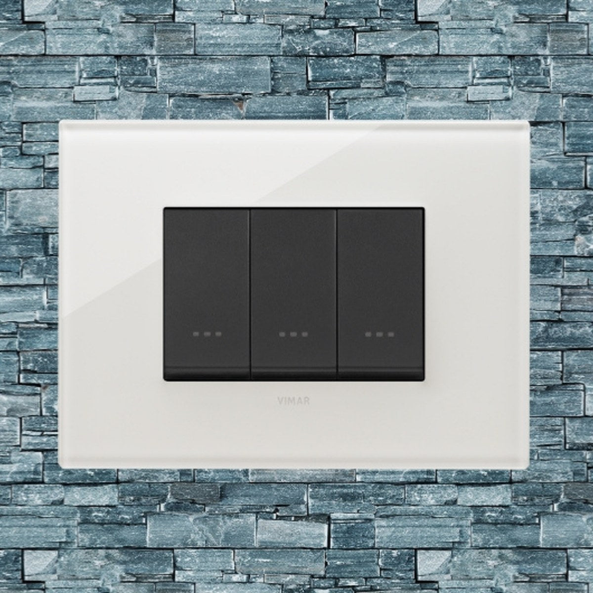 Vimar Eikon Glass 3 Gang Switch - Milky White - 16A - PHOTO 6