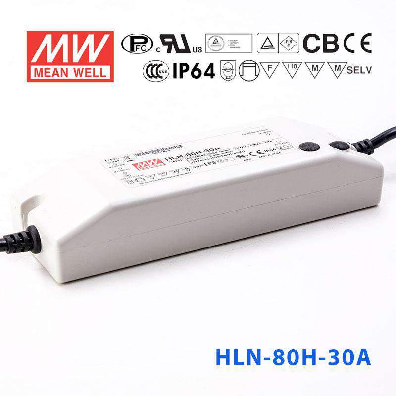 Mean Well HLN-80H-30A Power Supply 80W 30V - IP64, Adjustable