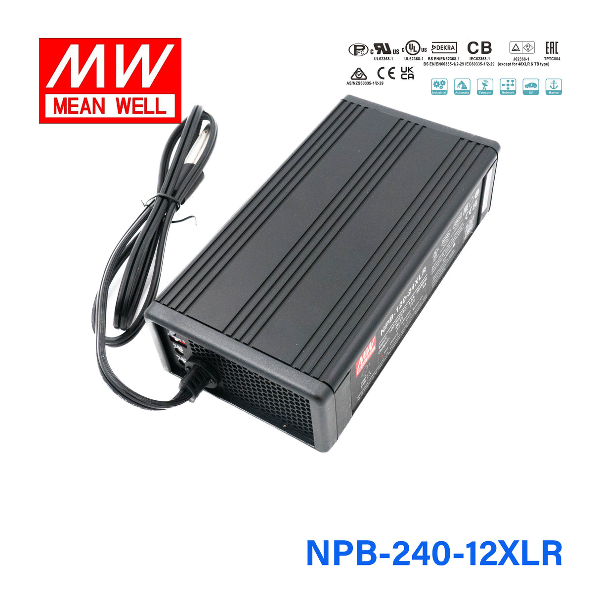 Mean Well NPB-240-12XLR Battery Charger 240W 12V 3 Pin Power Pin 13.5A