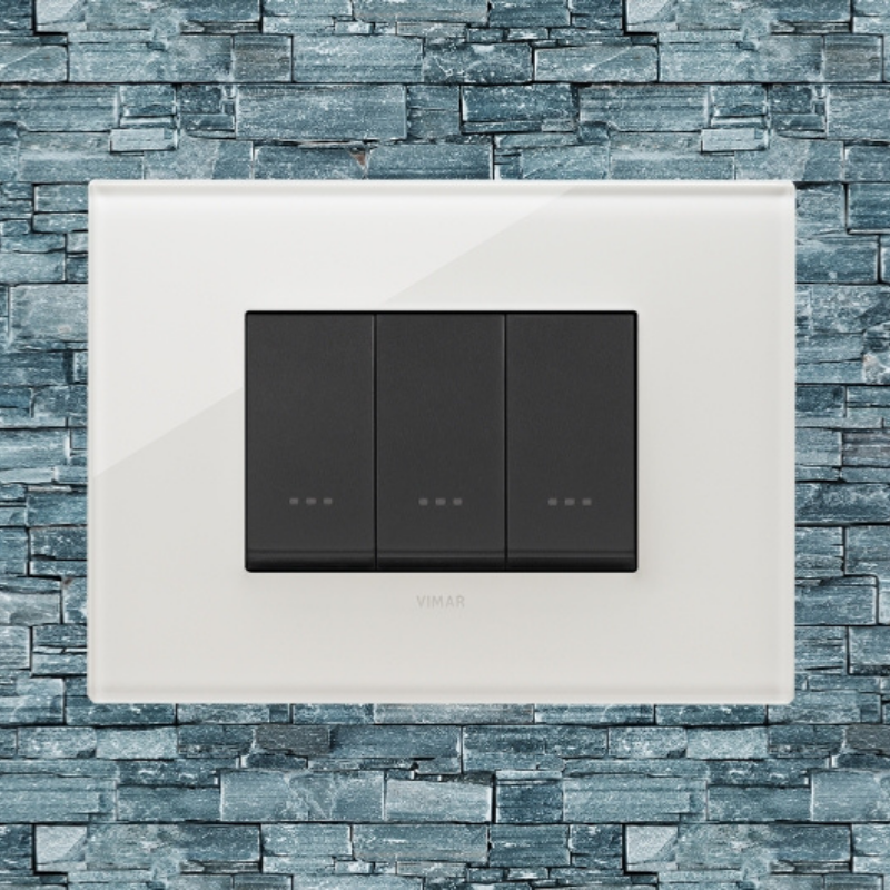 Vimar Eikon Glass 3 Gang Switch - Milky White - 16A - PHOTO 6