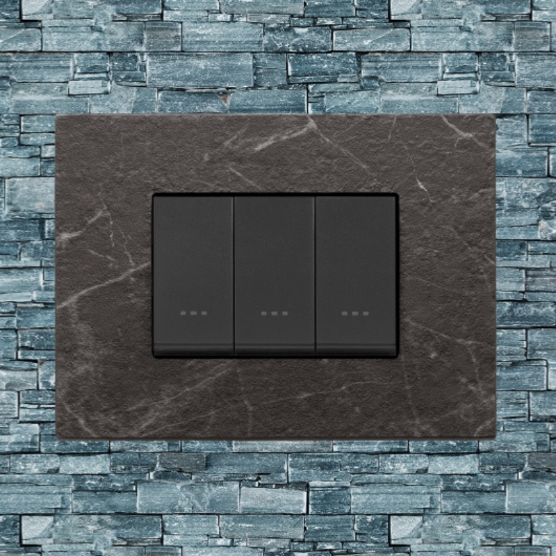Vimar Eikon Marble 3 Gang Switch - Black Marquina - 16A - PHOTO 5