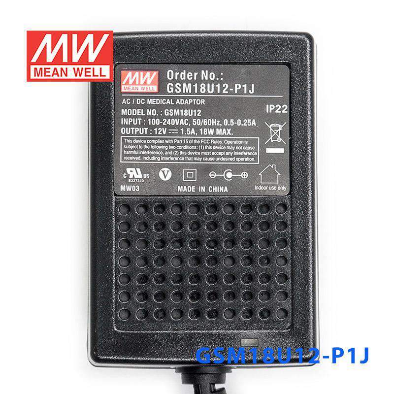 Mean Well GSM18U12-P1J Power Supply 18W 12V 1.5A - PHOTO 2