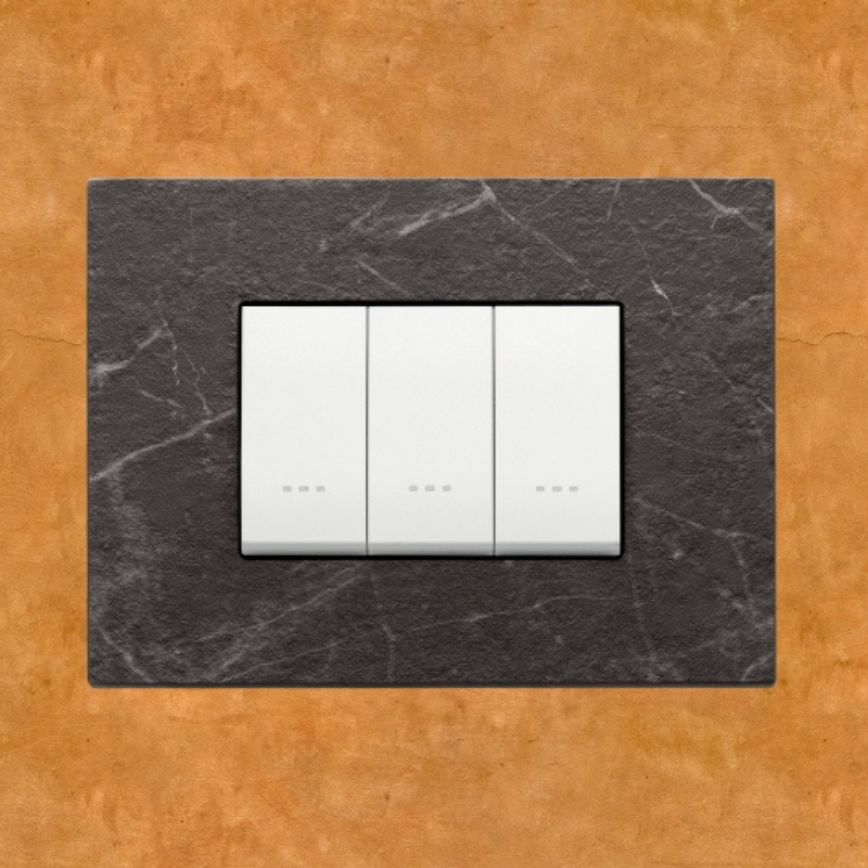 Vimar Eikon Marble 3 Gang Switch - Black Marquina - 16A - PHOTO 7