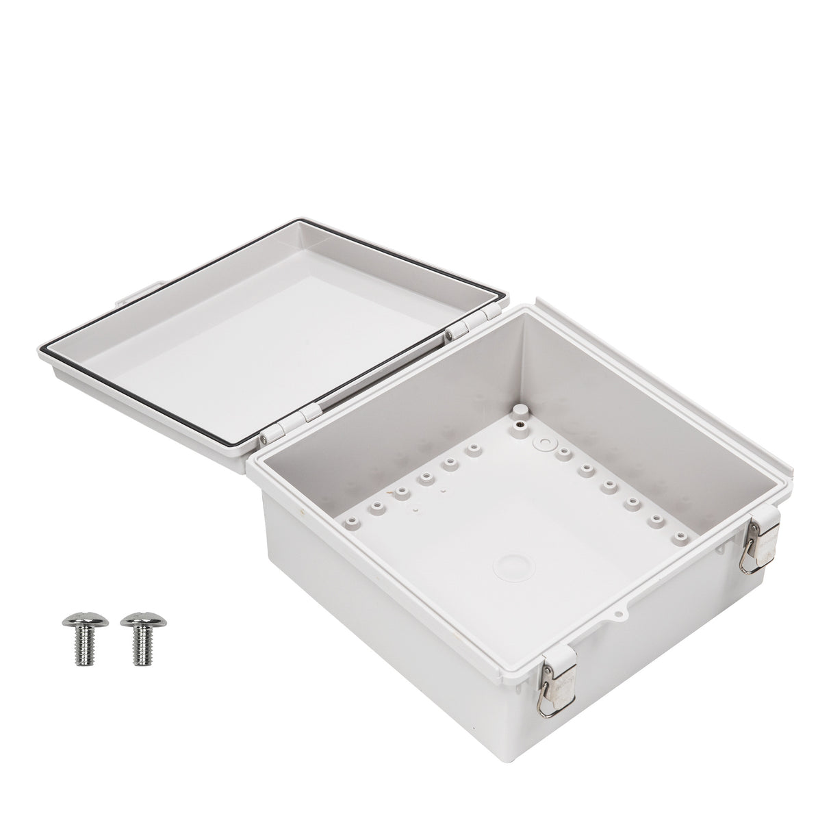 Boxco P-Series 280x280x130mm Plastic Enclosure, IP67, IK08, PC, Grey Cover, Molded Hinge and Latch Type - PHOTO 3