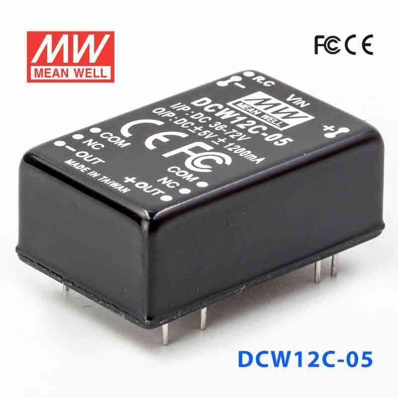 Mean Well DCW12C-05 DC-DC Converter - 12W - 36~72V in ±5V out 1.2A
