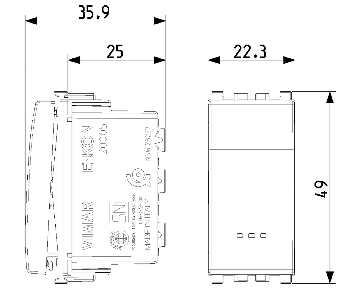 Vimar Eikon 1P 16AX 2-Way Switch Grey - PHOTO 1