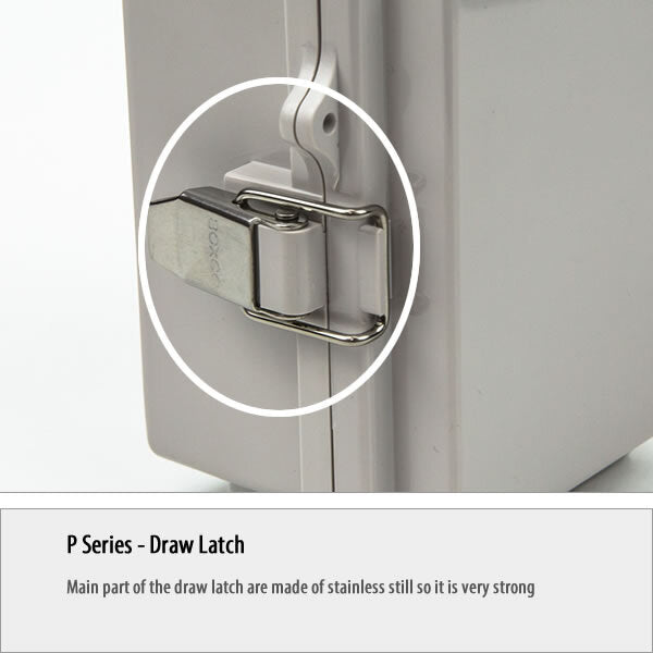 Boxco P-Series 530x730x255mm Plastic Enclosure, IP67, IK08, ABS, Grey Cover, Molded Hinge and Latch Type - PHOTO 6