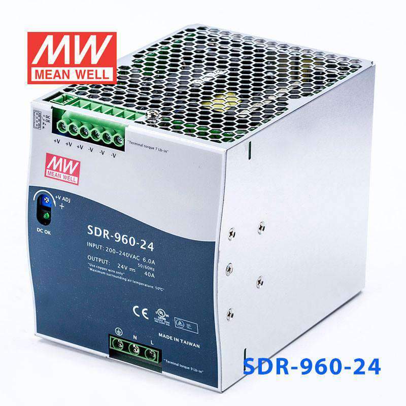 Mean Well SDR-960-24 AC-DC Industrial DIN rail power supply 24Vdc 40A - PHOTO 1