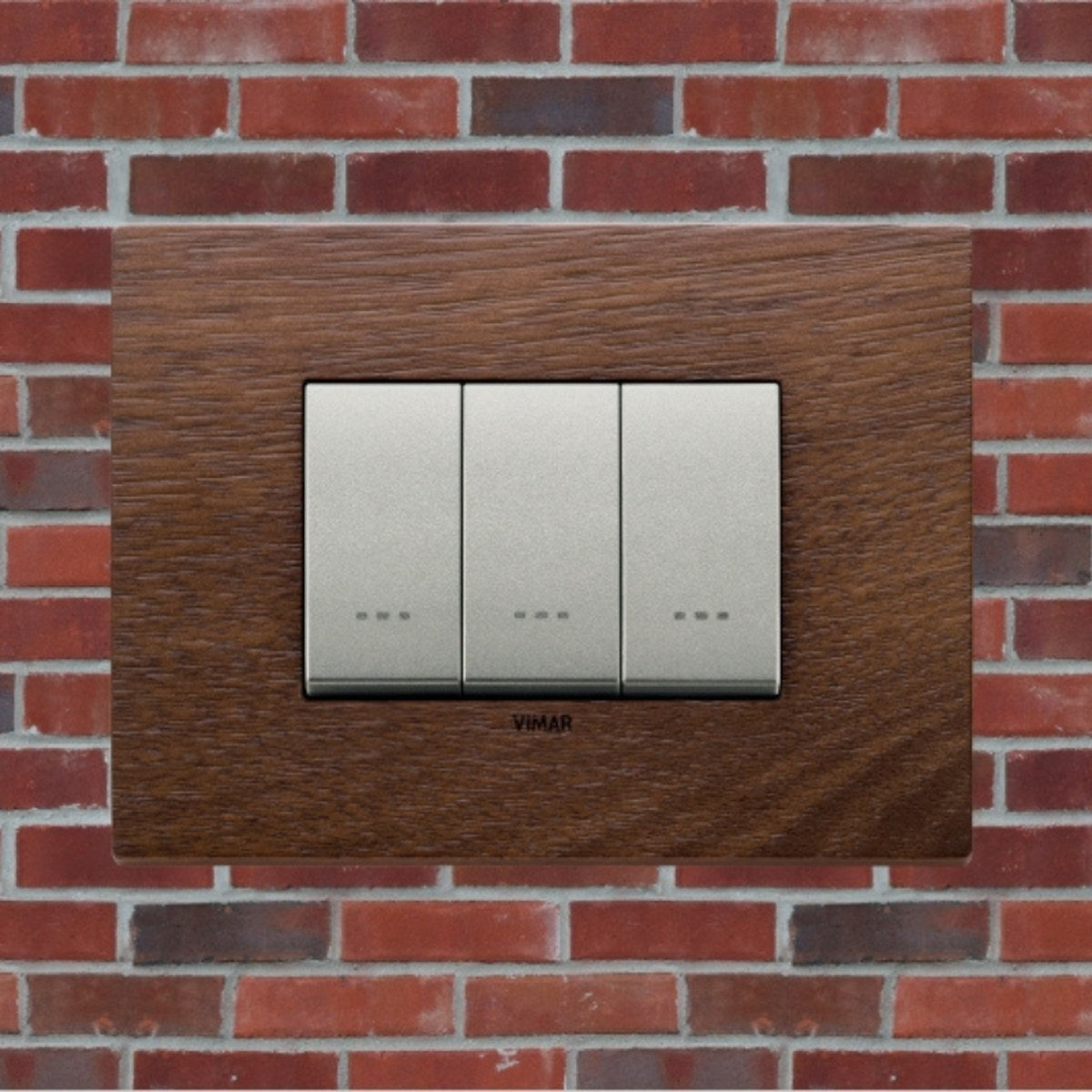 Vimar Eikon Wood 3 Gang Switch - American Walnut - 16A - PHOTO 10