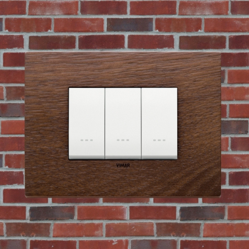 Vimar Eikon Wood 3 Gang Switch - American Walnut - 16A - PHOTO 8