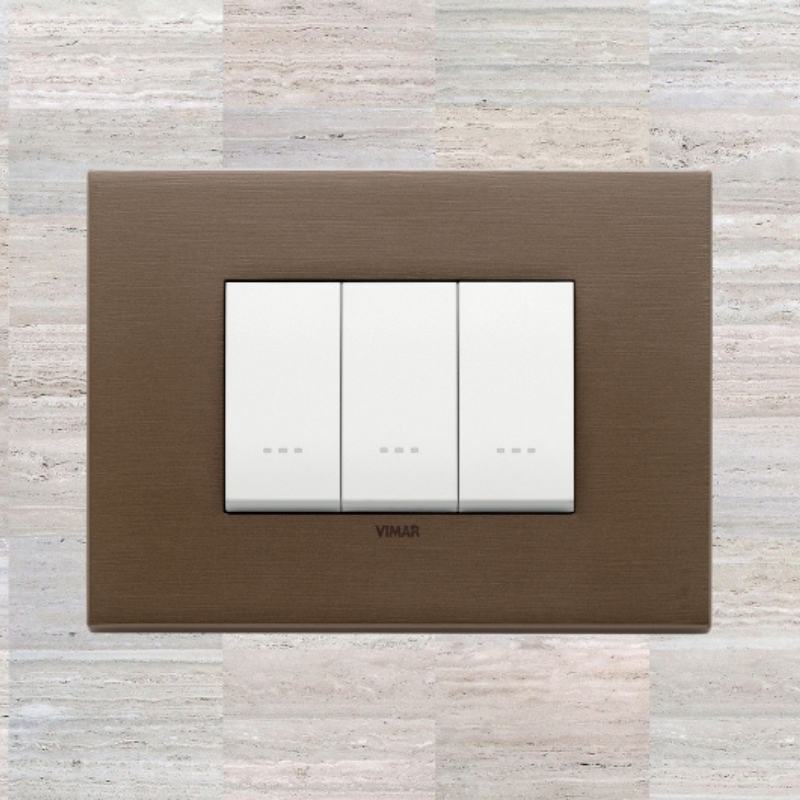 Vimar Eikon Metal 3 Gang Switch - Dark Bronze - 16A - PHOTO 1