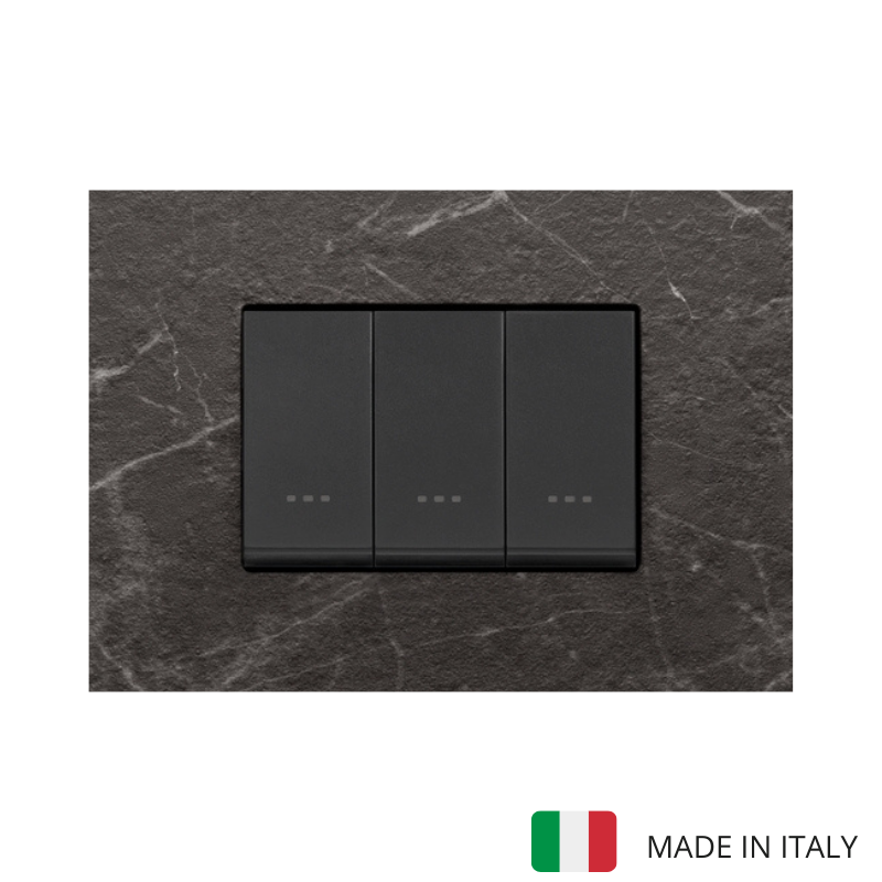 Vimar Eikon Marble 3 Gang Switch - Black Marquina - 16A - PHOTO 13