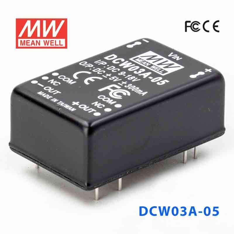 Mean Well DCW03A-05 DC-DC Converter - 3W - 9~18V in ±5V out 300mA