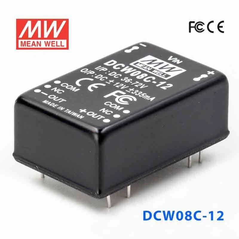 Mean Well DCW08C-12 DC-DC Converter - 8W - 36~72V in ±12V out 335mA