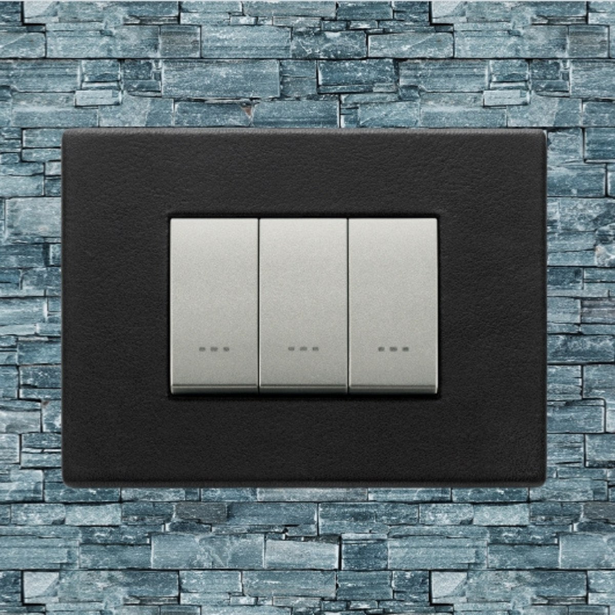 Vimar Eikon Leather 3 Gang Switch - Black Forest - 16A - PHOTO 1