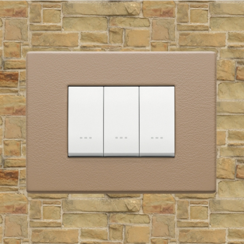 Vimar Eikon Leather 3 Gang Switch - Brushed Black - 16A - PHOTO 8