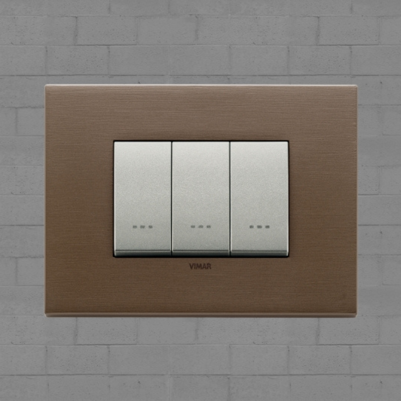 Vimar Eikon Metal 3 Gang Switch - Dark Bronze - 16A - PHOTO 3