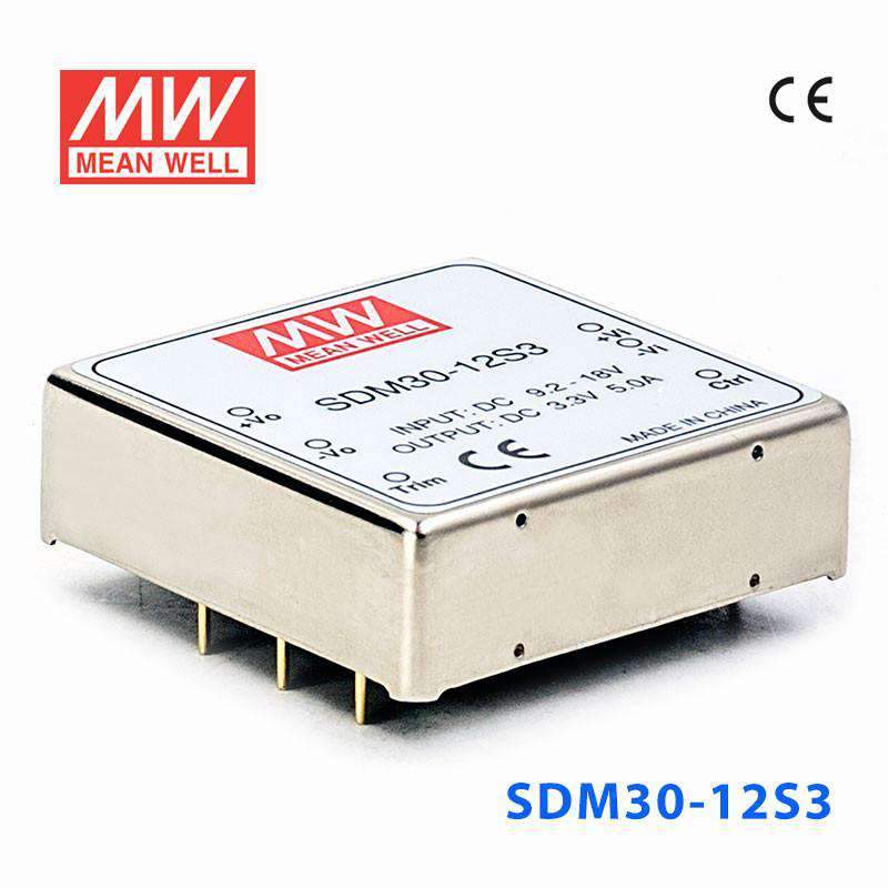 Mean Well SDM30-12S3 DC-DC Converter - 16.5W - 9.2~18V in 3.3V out 5A