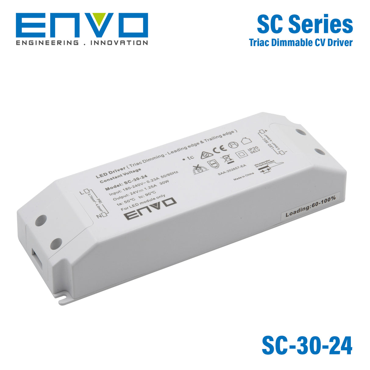 Envo SC-30-24 Power Supply 30W 24V - Triac dimmable 1.25A