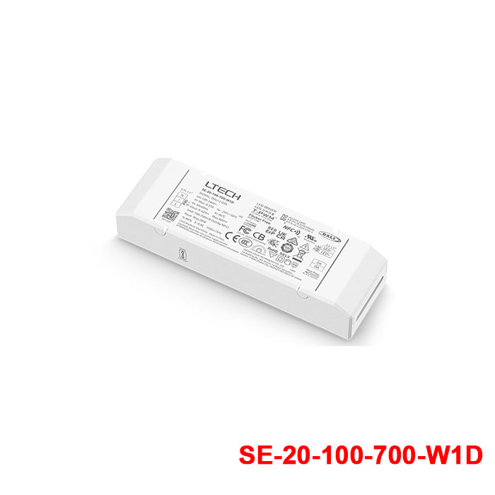 Ltech SE-20-100-700-W1D 20W 100-700mA LED Driver - NFC, DALI2 Dimmable