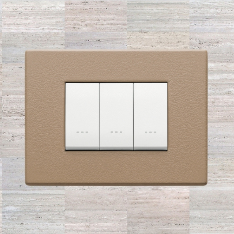 Vimar Eikon Leather 3 Gang Switch - Brushed Black - 16A - PHOTO 6