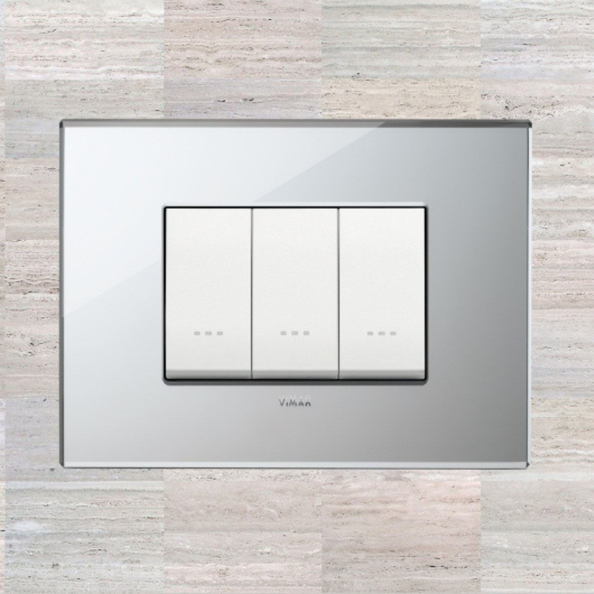 Vimar Eikon Glass 3 Gang Switch - Ice Silver - 16A - PHOTO 4