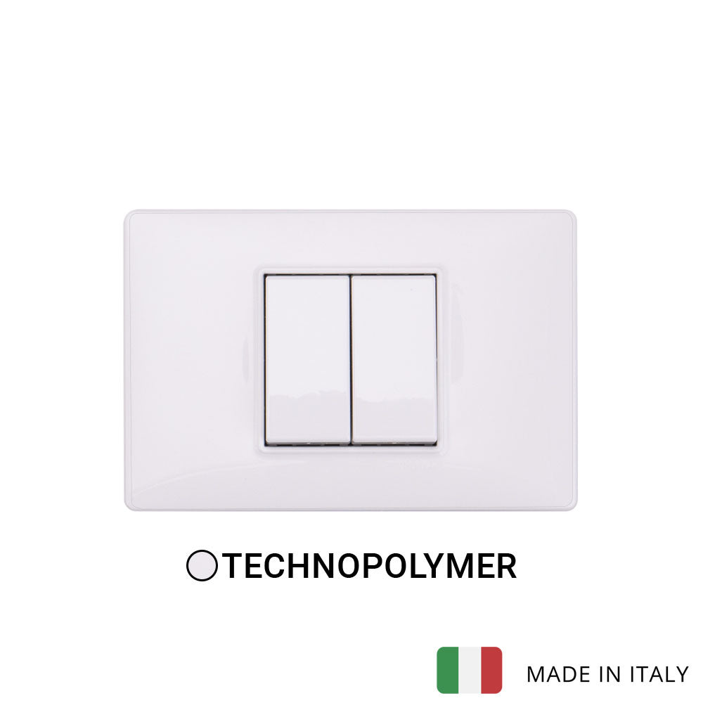 Vimar Plana Plastic 2 Gang Switch - White - 16A - PHOTO 2