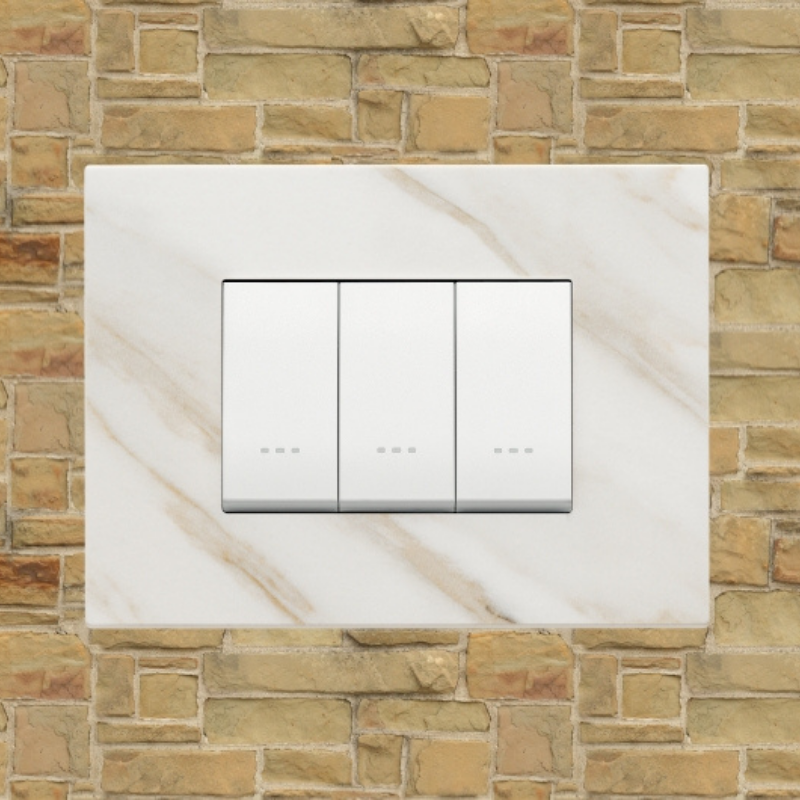 Vimar Eikon Marble 3 Gang Switch - White Calacatta - 16A - PHOTO 5