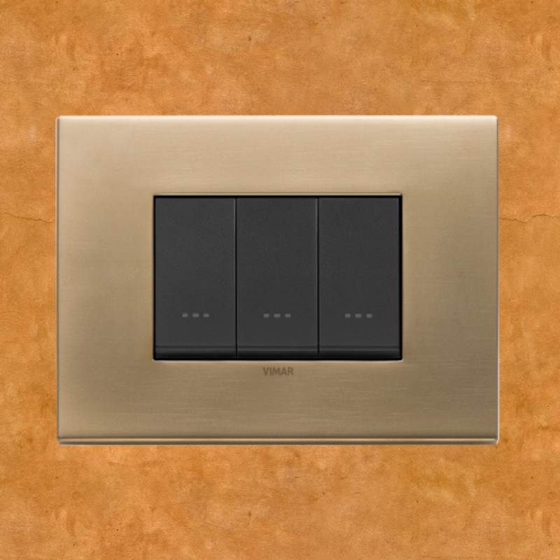 Vimar Eikon Metal 3 Gang Switch - Antique Gold - 16A - PHOTO 3