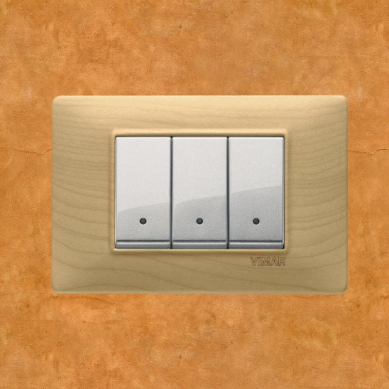 Vimar Plana Wood 3 Gang Switch - Wood Maple - 16A - PHOTO 9
