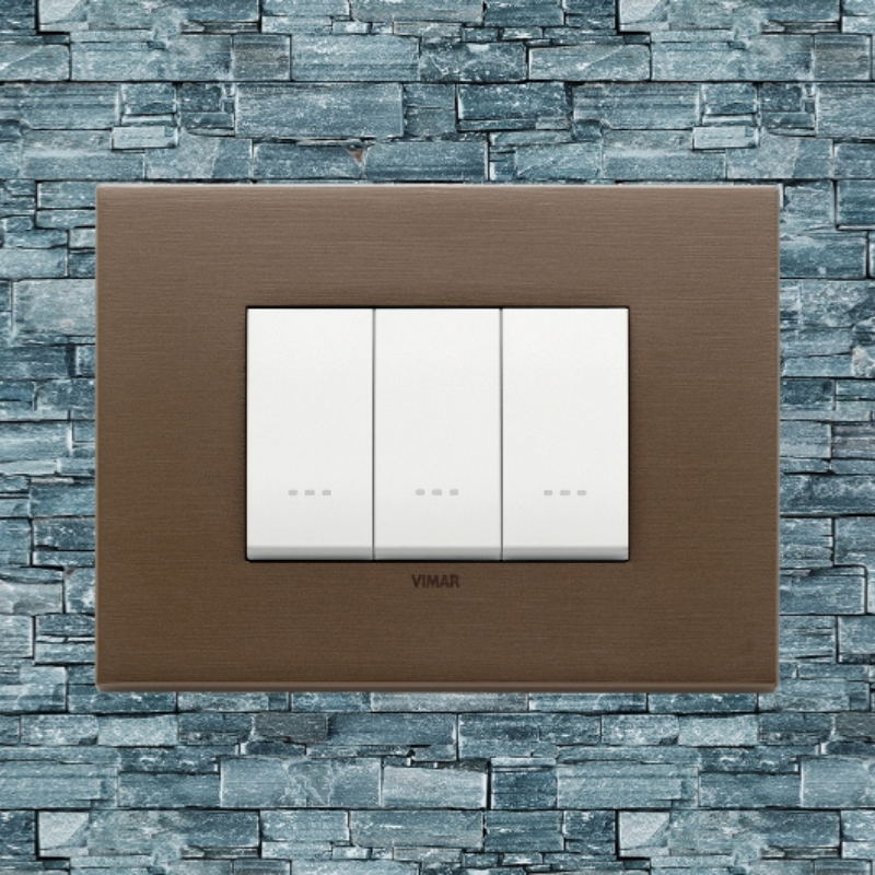 Vimar Eikon Metal 3 Gang Switch - Dark Bronze - 16A - PHOTO 7