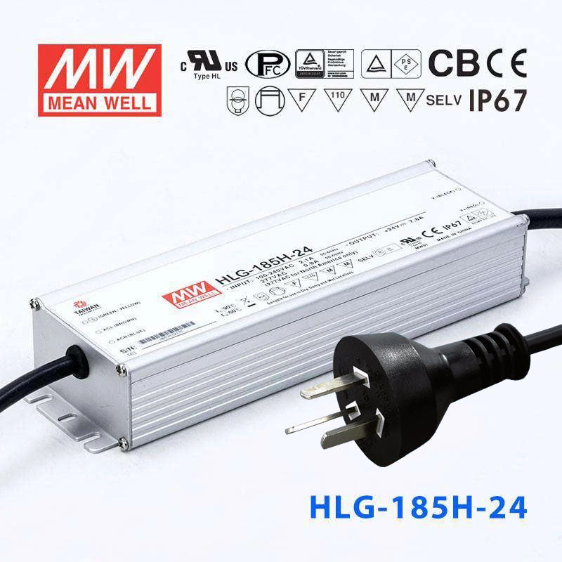 Mean Well S-HLG-185H-24 Power Supply 185W 24V with AU/NZ plug 7.8A