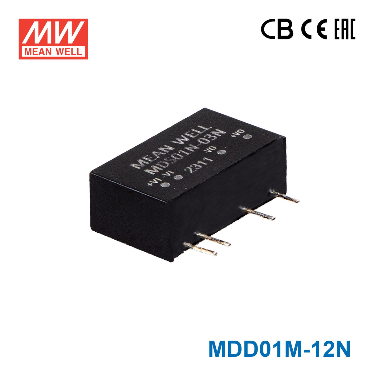 Mean Well MDD01M-12N SIP Package DC-DC Converter- 1W - ±12V Out 42mA