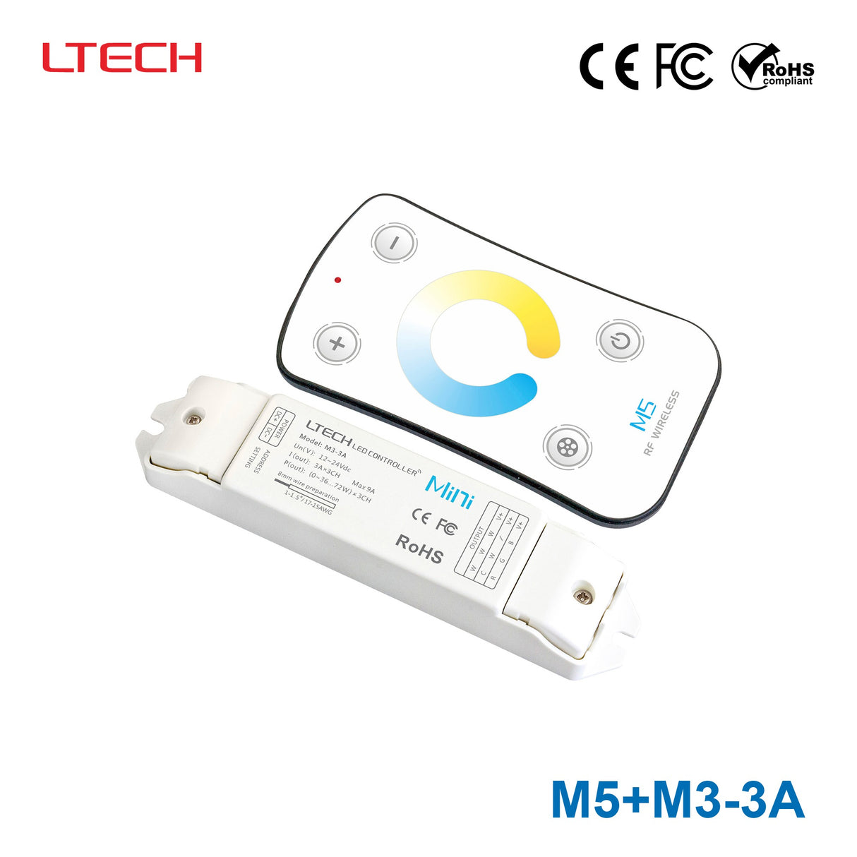 Ltech M5+M3-3A Mini Controller with RF Remote - Colour Temperature