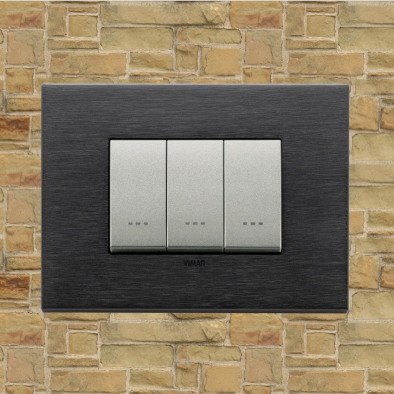 Vimar Eikon Metal 3 Gang Switch - Brushed Black - 16A - PHOTO 6