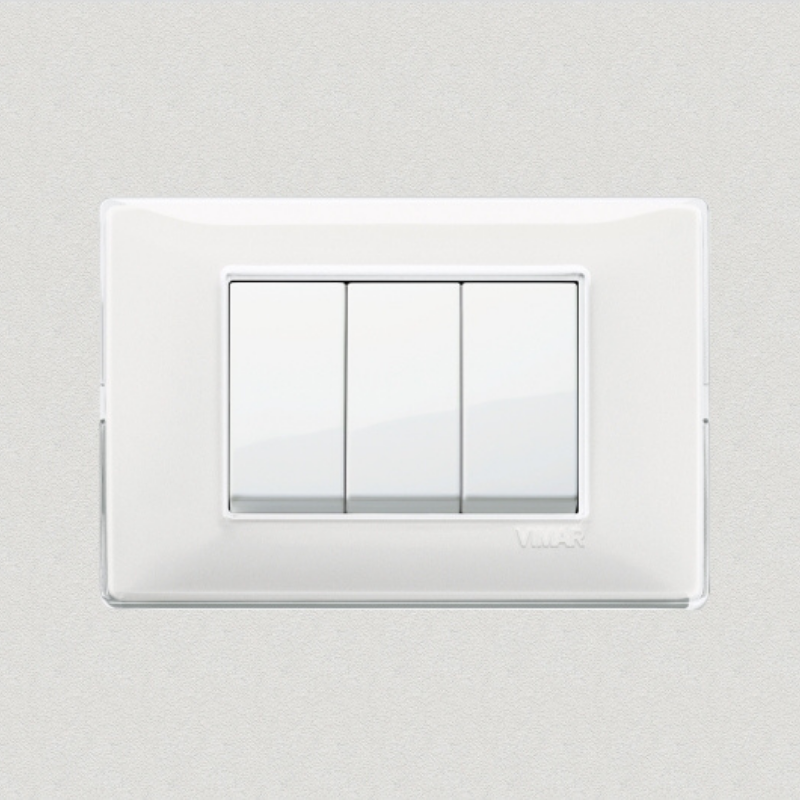 Vimar Plana Plastic 3 Gang Switch - Reflex Snow - 16A - PHOTO 2