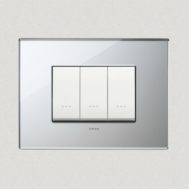 Vimar Eikon Glass 3 Gang Switch - Ice Silver - 16A - PHOTO 1