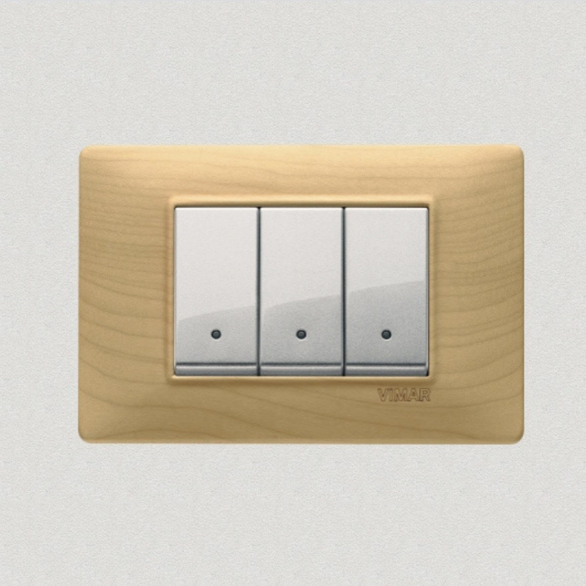 Vimar Plana Wood 3 Gang Switch - Wood Maple - 16A - PHOTO 1