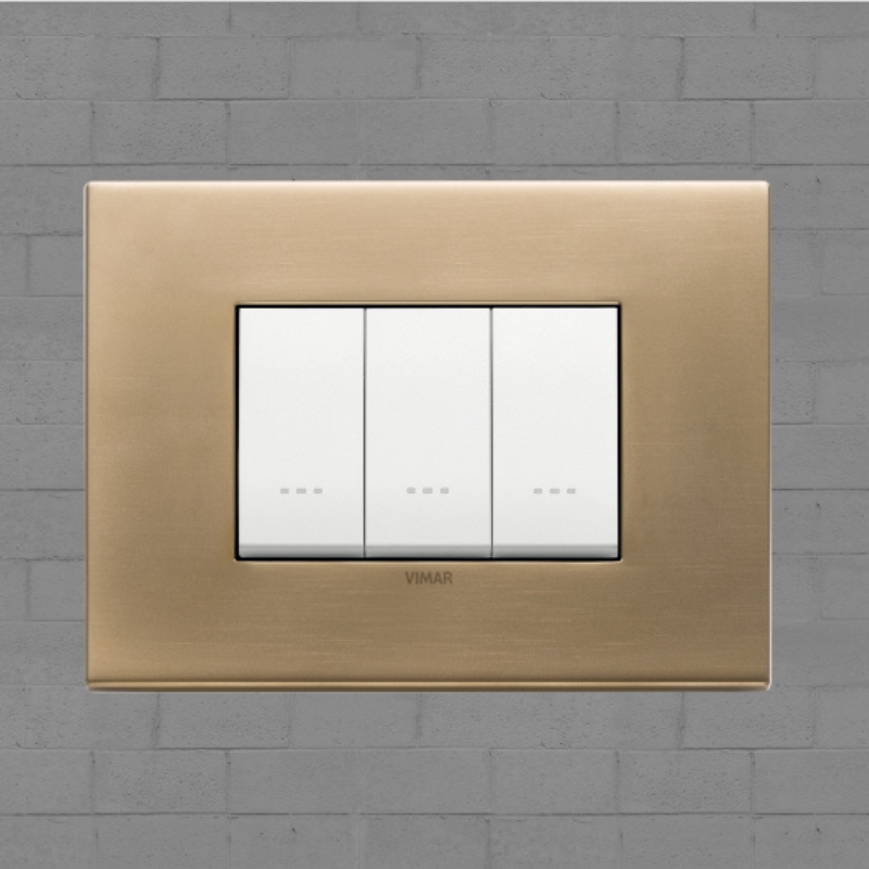 Vimar Eikon Metal 3 Gang Switch - Antique Gold - 16A - PHOTO 8